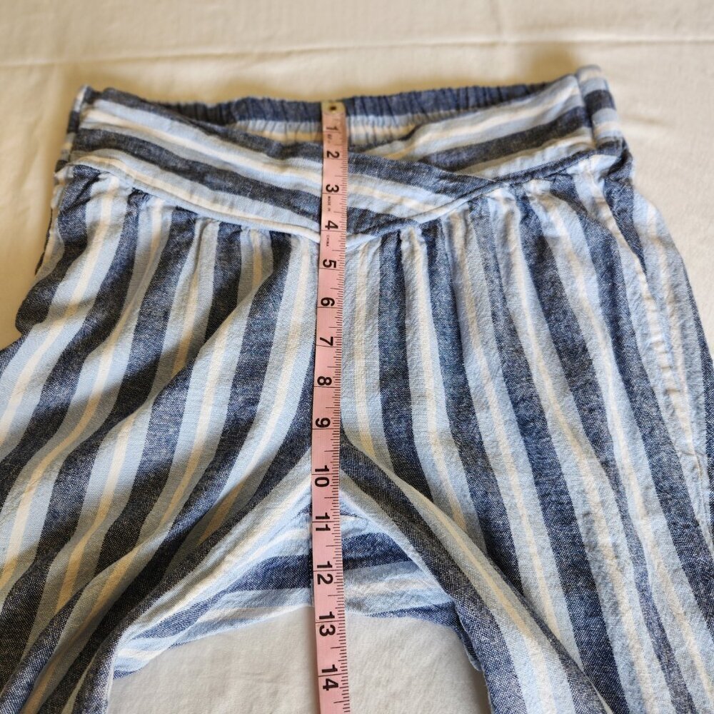 Indigo Rein Women’s SZ M Blue Stripe Linen Blend Pull On V-Waist Joggers Beach - Picture 13 of 16